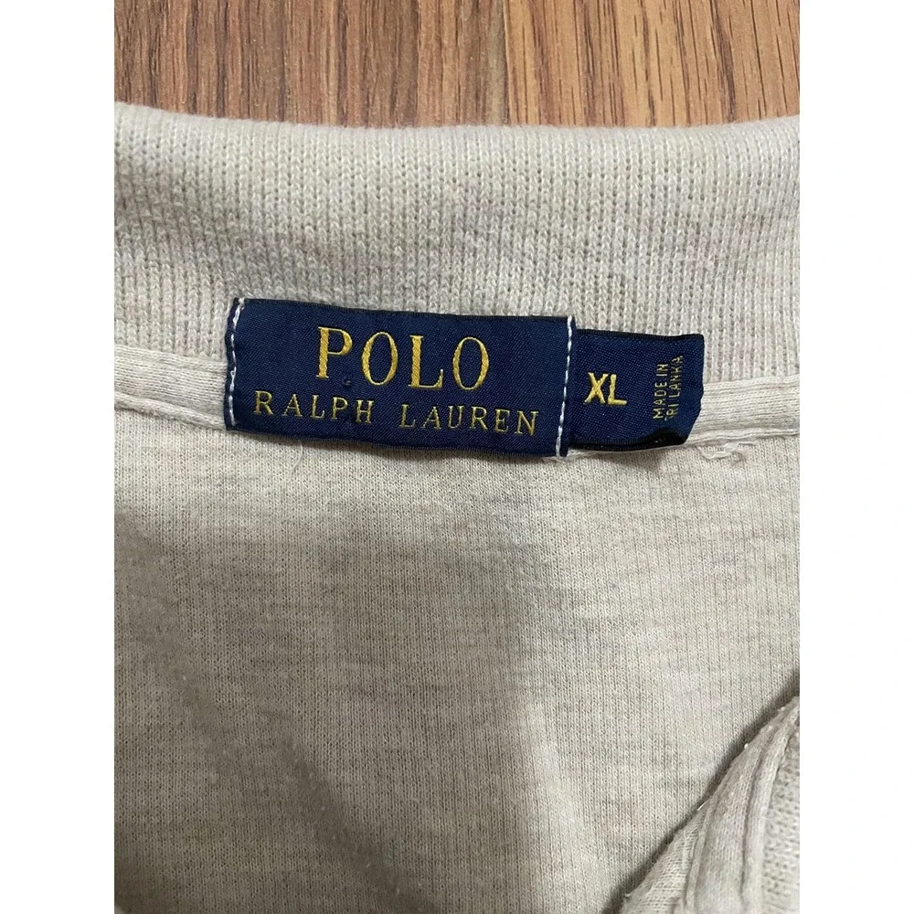 Polo Ralph Lauren Sweater Mens XL Quarter Zip Pullover Beige Mock Neck Pony